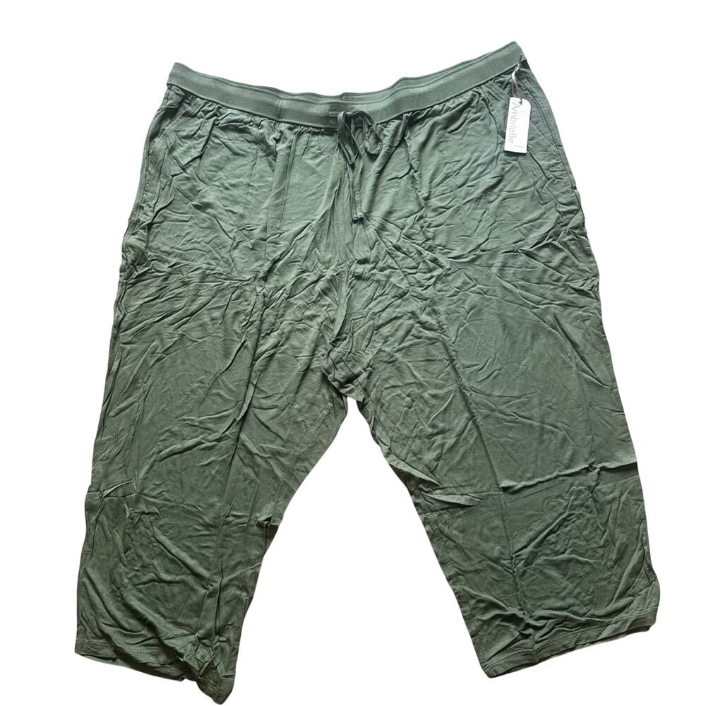 Ambrielle Loungewear Pants Plus 3X Thyme Green Drawstring Lounge Sleep NEW